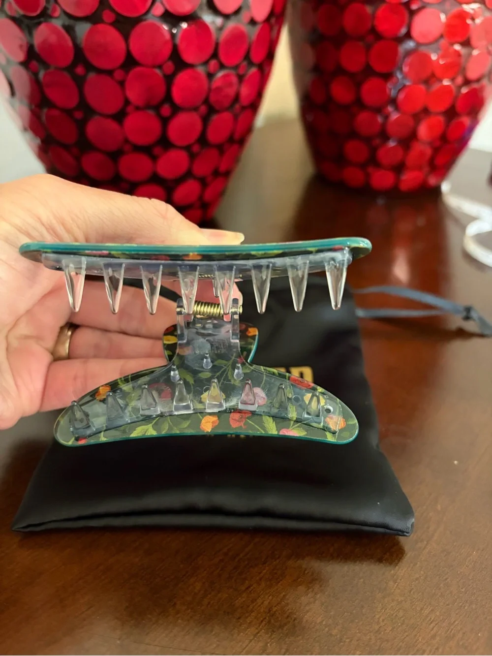 8 Other Reasons I Feel Wicked Elphaba Green & Gold Poppy Floral Hair Claw Clip